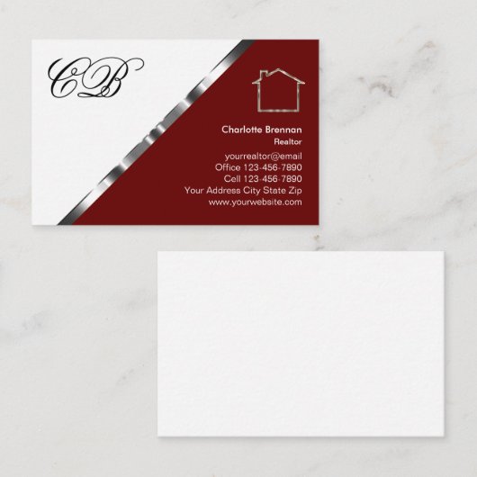 高級モノグラム実在エステートエージェントの名刺 名刺 (正面/裏面)