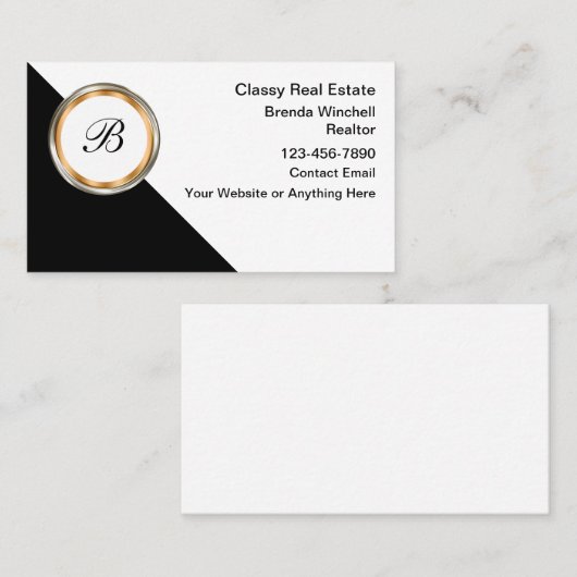 高級モノグラム実在エステート名刺 名刺 (正面/裏面)