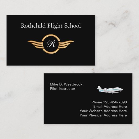 高級モノグラム飛行学校 名刺 (正面/裏面)
