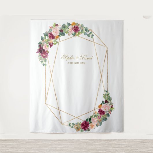 高級ユーカリプタスサフランフローラ結婚金ゴールドの支柱 タペストリー (正面)