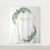 高級ユーカリ開花金ゴールドフレーム結婚ズプロップ タペストリー (正面)