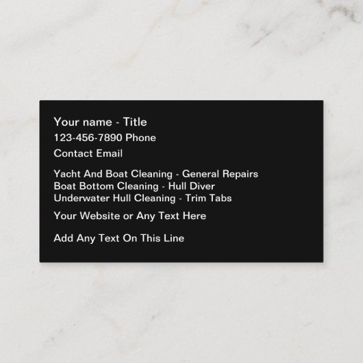 高級ヨットとボートマリンサービス 名刺 (裏面)
