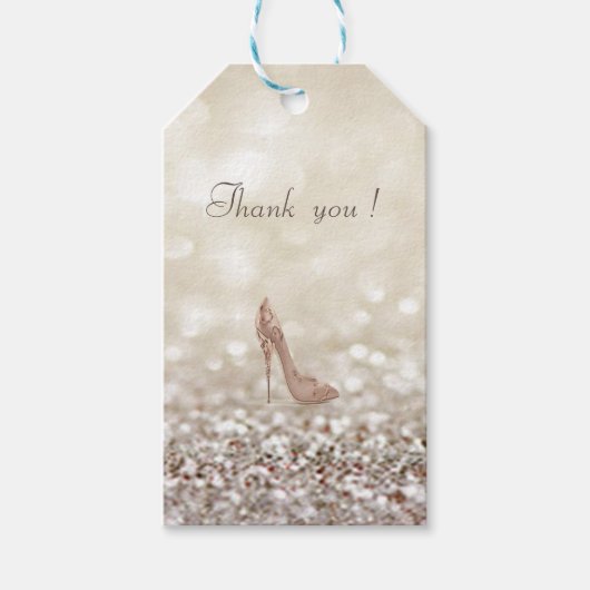 高級ラグジュアリーエレガントグリタリー《写真》ぼけ味、ヒール ギフトタグ (正面)