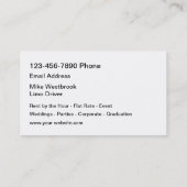 高級リムジンレンタルドライバ 名刺 (裏面)