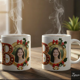 高級レッドベルベットゴールドのクリスマスレタービー コーヒーマグカップ