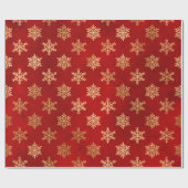 高級レッド金ゴールドクリスマススノーフレーク包装紙 ラッピングペーパー (フラット)