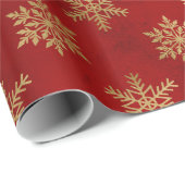 高級レッド金ゴールドクリスマススノーフレーク包装紙 ラッピングペーパー (ロールコーナー)
