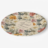 高級レトロエレガントボタニカルブライダルシャワー ペーパープレート (アングル)