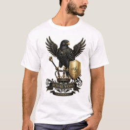 高級ロイヤルブラックファルコンゴールドエンブレムTシャツ Tシャツ