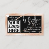 高級ロゴ写真スタイリッシュ桃フレームハートLuxe 名刺 (裏面)