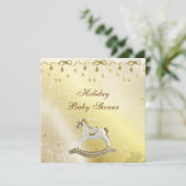 高級ロッキングホースニュートラルクリスマスベビーシャワー 招待状 (スタンド正面)