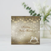 高級ロッキングホースニュートラルクリスマスベビーシャワー 招待状 (スタンド正面)