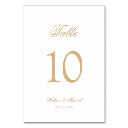高級ロマンチック金ゴールドスクリプト書結婚道の テーブルナンバー (裏面)