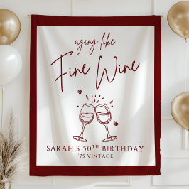 高級ワインの誕生日バナー、ワインテーマの誕生日パーティー タペストリー