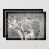 高級ヴィンテージウェディングフローリッシュフェルムエフェクト サンキューカード (正面/裏面)