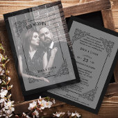 高級ヴィンテージウェディングフローリッシュフェルムエフェクト 招待状