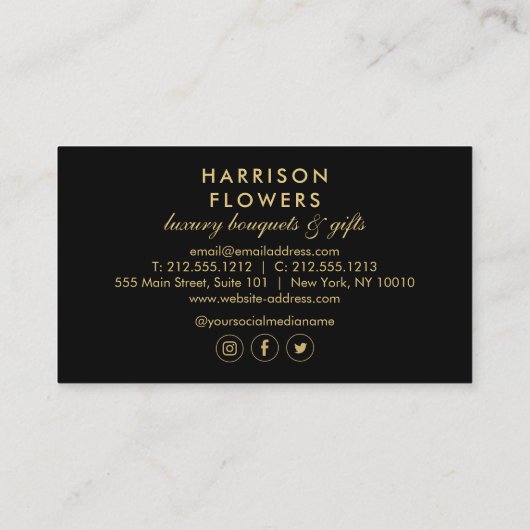 高級ヴィンテージストライプと花模様 名刺 (裏面)