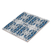 高級ヴィンテージパターン，ネービーブルー，グレー，白 タイル (側面)