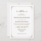 高級ヴィンテージフレームイスラーム結婚ズモノグラム 招待状 (正面)