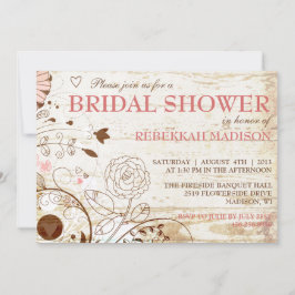 高級ヴィンテージフローラブライダルシャワー招待 招待状