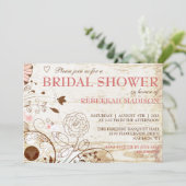 高級ヴィンテージフローラブライダルシャワー招待 招待状 (スタンド正面)