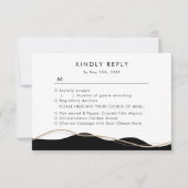 高級ヴィンテージブラックとホワイトのRSVPと食事の選択肢 出欠カード (正面)