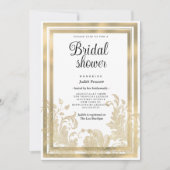 高級ヴィンテージホワイト金ゴールドフローラブライダルシャワー 招待状 (正面)