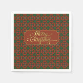 高級ヴィンテージ金ゴールドとレッドクリスマス スタンダードカクテルナプキン (正面)