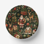 高級ヴィンテージ クリスマス ホリデーパターン ペーパーボウル (正面)