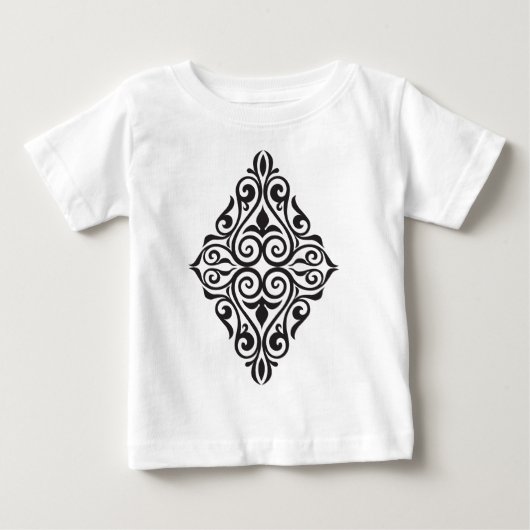 高級ヴィンテージ フラワー フレーム 装飾アート ベビーTシャツ (正面)