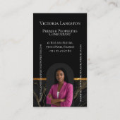 高級不動産 ブラックゴールド大理石 アーチの写真 名刺 (裏面)