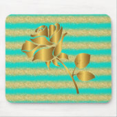 高級人気があるフローラターコイズ金ゴールドグリッターギフト マウスパッド (正面)