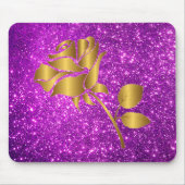 高級人気があるフローラパープル金ゴールドグリッターギフト マウスパッド (正面)