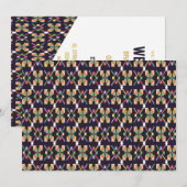 高級伝統ソンケットピクセル刺繍モチーフ 招待状 (正面/裏面)