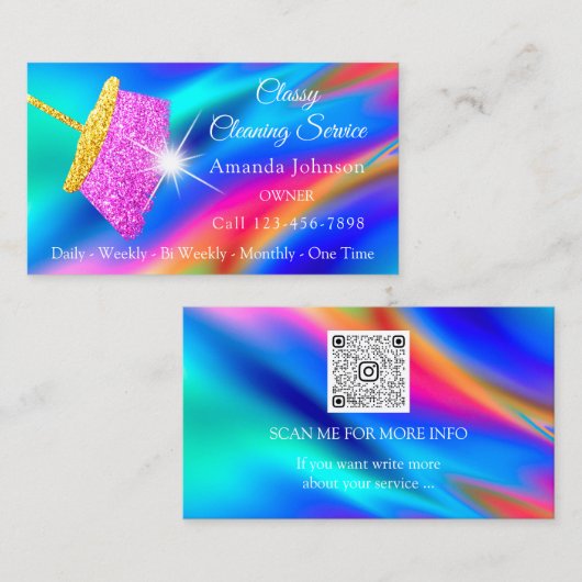 高級住宅清掃サービスメイドホログラフQR 名刺 (正面/裏面)