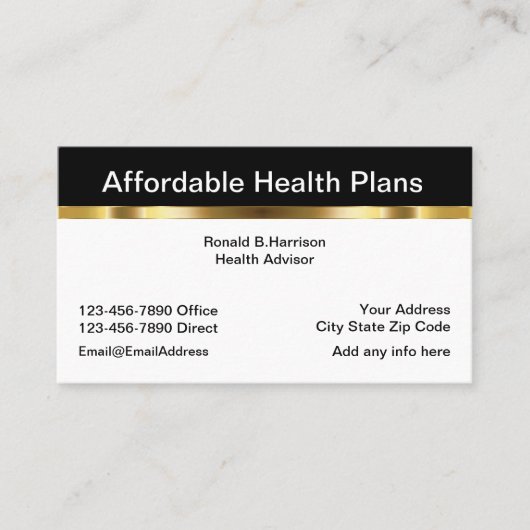 高級健康保険デザイン 名刺 (正面)