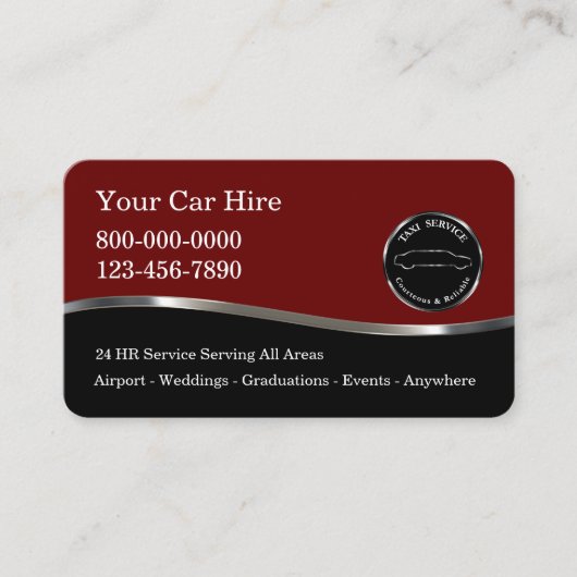 高級光沢のあるタクシーの名刺 名刺 (正面)