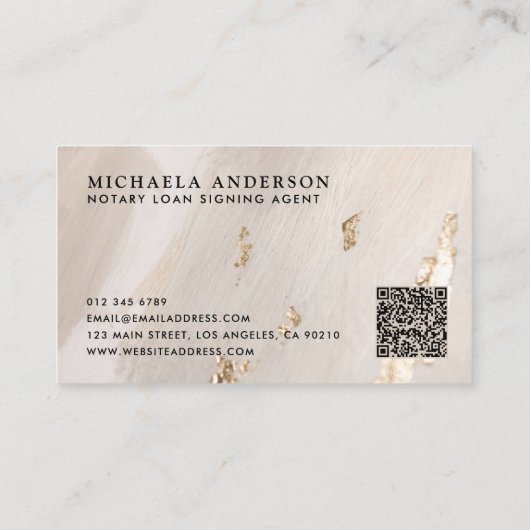 高級公証人ローン署名エージェントQRコード金箔 名刺 (裏面)