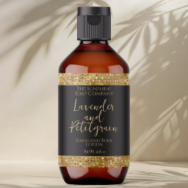 高級化粧品ラベル – ブラック&金ゴールドグリッター ラベル