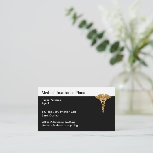 高級医療保険代理店名刺 名刺 (スタンド正面)