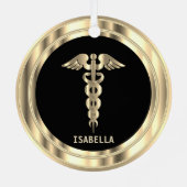 高級医療👨 ⚕️ – 黒と金ゴールド  メタルオーナメント (裏面)