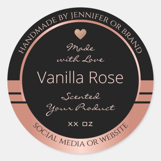 高級品包装ラベルブラックおよびバラ金ゴールド ラウンドシール (正面)