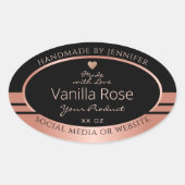 高級品包装ラベルブラックおよびバラ金ゴールド 楕円形シール (正面)