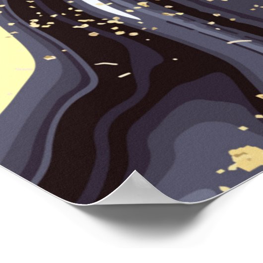 高級壁紙。ピンクと黒の大理石と金ゴールドa ポスター (角)