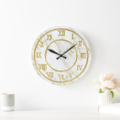 高級大理石石と金ゴールドルック ラージ壁時計 (ホーム)