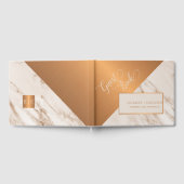 高級大理石銅モノグラム結婚ズ ゲストブック (全面)