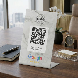 高級大理石 Google レビューQRコードサイン 台座サイン