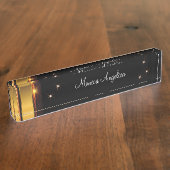 高級女性エグゼクティブモノグラム デスクネームプレート (側面)