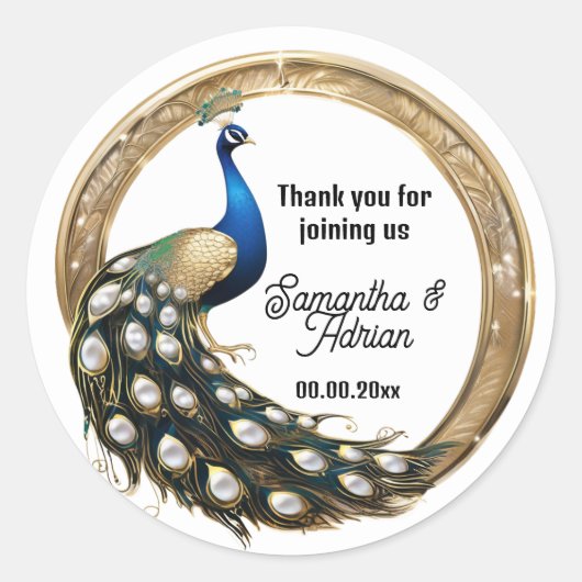 高級孔雀バードカントリーアールヌーボー感謝していユー ラウンドシール (正面)