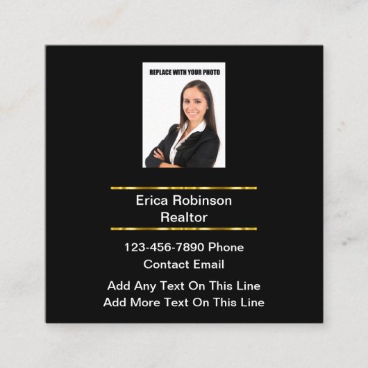 高級実在不動産代理店高級名刺 スクエア名刺 (正面)